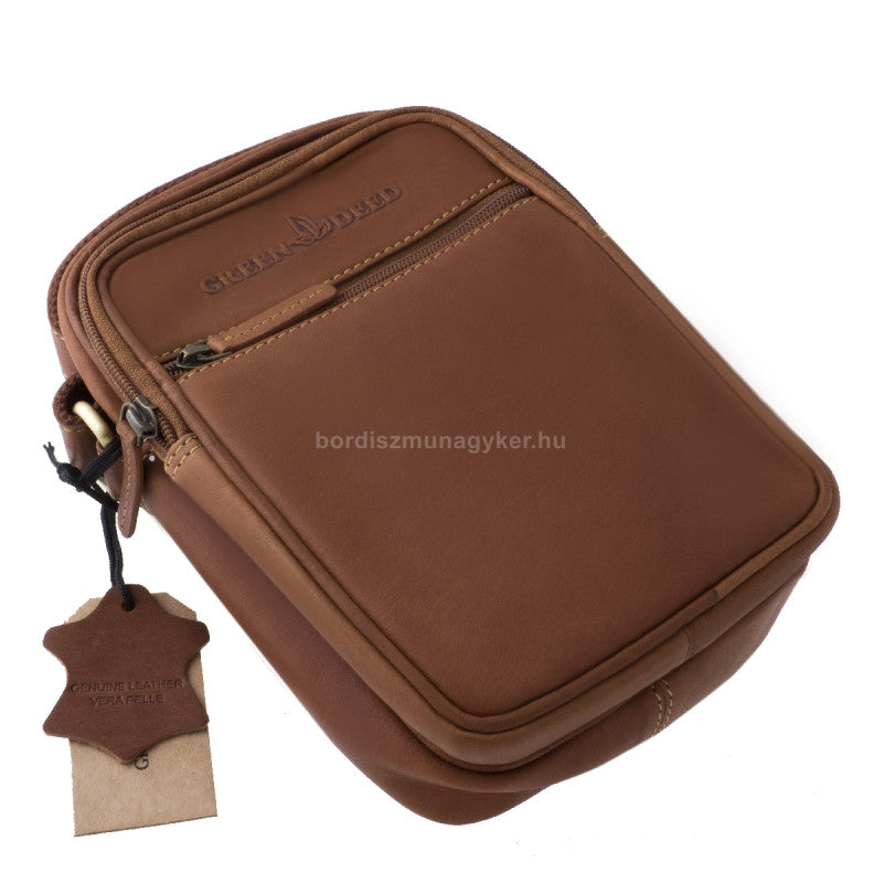 Geantă bărbătească din piele naturală, maro deschis – GreenDeed 961B