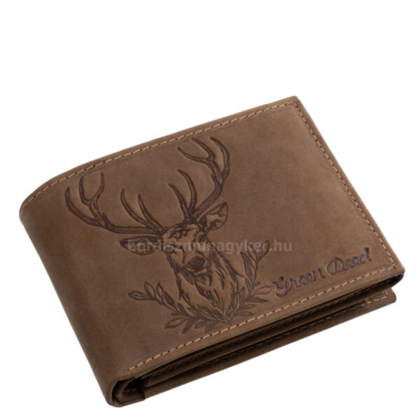Portofel de vânătoare din piele naturală cu motiv cap de cerb, maro – GreenDeed DEER1021