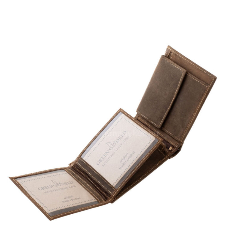 Portofel de vânătoare din piele naturală cu motiv cap de cerb, maro – GreenDeed DEER1021