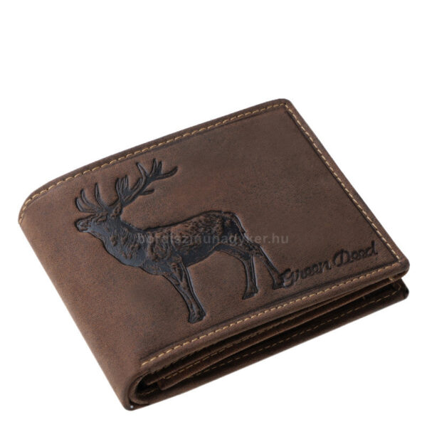 Portofel de vânătoare din piele naturală cu motiv cerb carpatin, maro – GreenDeed SZVS1021